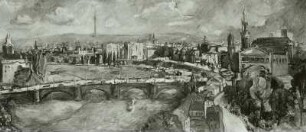 Dresden (Blick stromauf gegen linkes Elbufer) : Dresden (Blick stromauf gegen linkes Elbufer). Öl auf Leinwand, 1968
