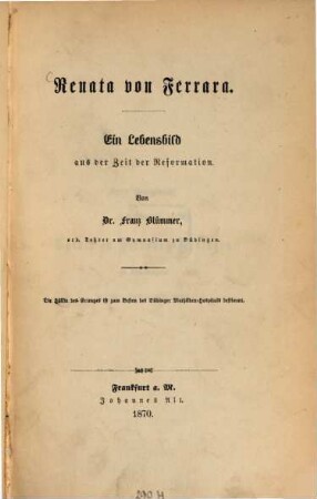 Renata von Ferrara : Ein Lebensbild aus der Zeit der Reformation