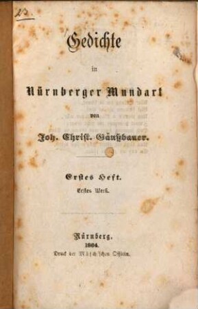 Gedichte in Nürnberger Mundart, 1