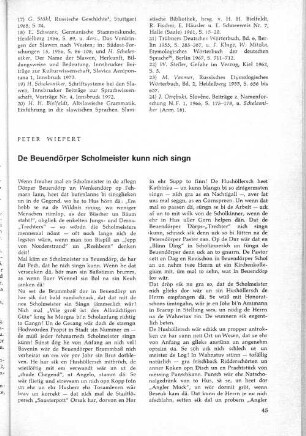 De Beuendörper Scholmeister kunn nich singn