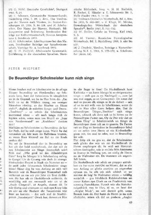 De Beuendörper Scholmeister kunn nich singn