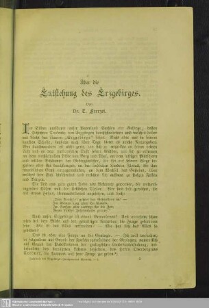 Über die Entstehung des Erzgebirges