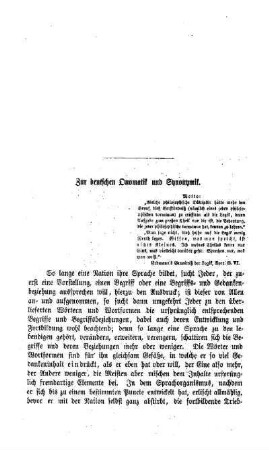 Zur deutschen Onomatik und Synonymik