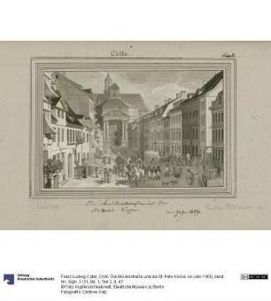 Cölln. Die Brüderstraße und die St. Petri Kirche. im Jahr 1809