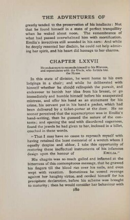 Chapter LXXVII. He endeavours to reconcile himself to his mistress, and expostulates with the uncle, who forbids him the house