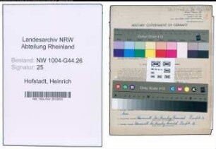 Entnazifizierung Heinrich Hofstadt , geb. 22.05.1905 (Verw.Inspektor)