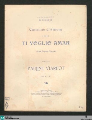Canzone d'amore : Ti voglio amar : (canti popolari toscani)