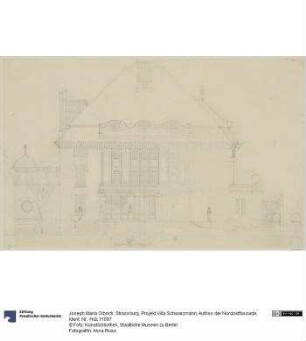 Strassburg, Projekt Villa Schwarzmann, Aufriss der Nordostfassade