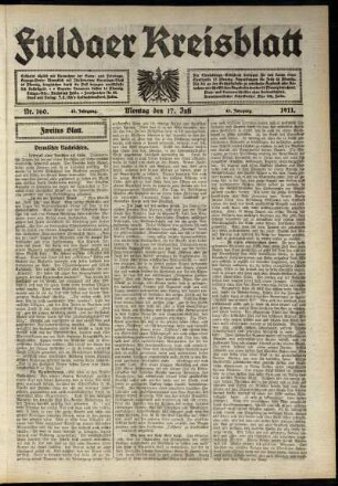 Zweite Ausgabe vom Montag, den 17. Juli 1911.