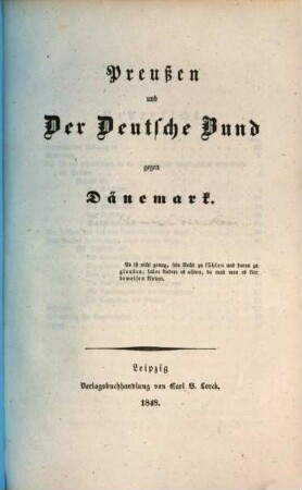 Preußen und der deutsche Bund gegen Dänemark