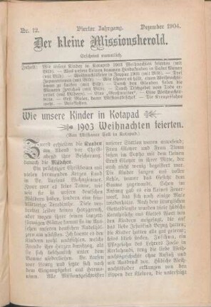 Nr. 12. Vierter Jahrgang. Dezember 1904.