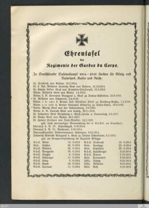 Ehrentafel der Gefallenen
