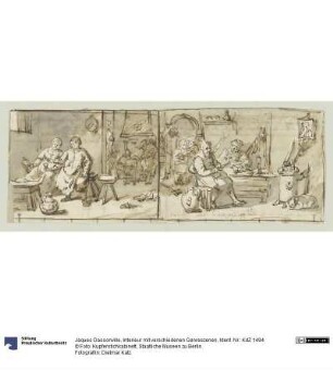 Interieur mit verschiedenen Genreszenen