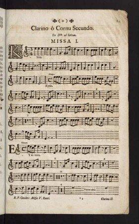 1-8, Clarino ò Cornu secundo. Missae V.
