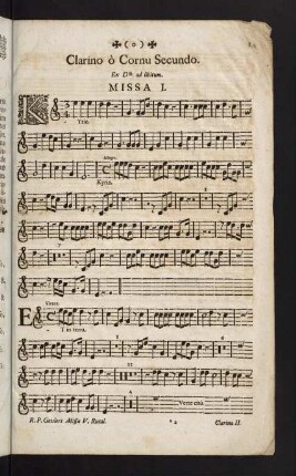 1-8, Clarino ò Cornu secundo. Missae V.