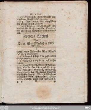 Zweytes Capitul Von Denen Chur-Märckischen Alten Rechten.