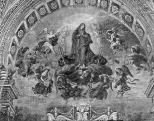Ausmalung der Cappella Carafa — Südwand: Mariae Himmelfahrt