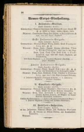 Armee=Corps=Eintheilung.