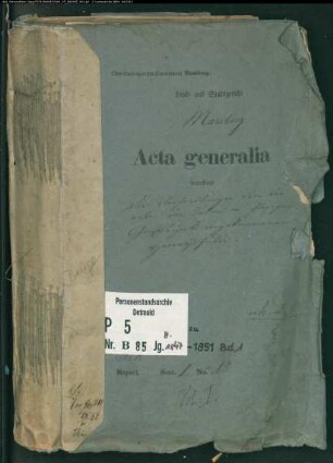 Belegakte zu den Zivilstandsregistern der Juden mit den Orten Beringhausen, Canstein, Giershagen, Heddinghausen, Leitmar, Madfeld, Marsberg, Niedermarsberg, Obermarsberg, Padberg und Udorf (H 1847-1851 Bd.1)