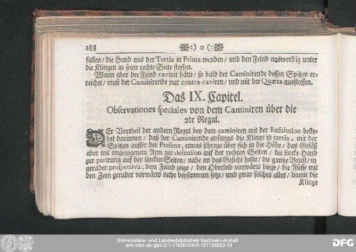 Das IX. Capitul. Observationes speciales von dem Caminiren über die 2te Regul.