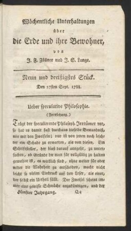 Neun und dreißigstes Stück