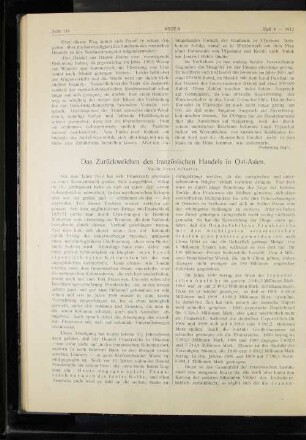 Das Zurückweichen des französischen Handels in Ost-Asien.