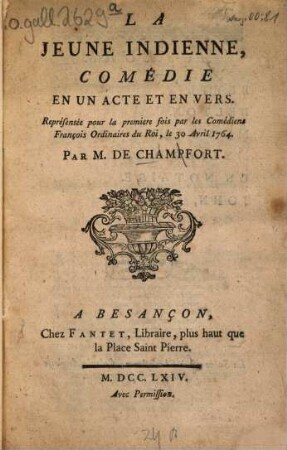 La jeune indienne : Comédie en un acte et en vers
