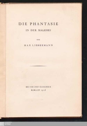 Die Phantasie in der Malerei