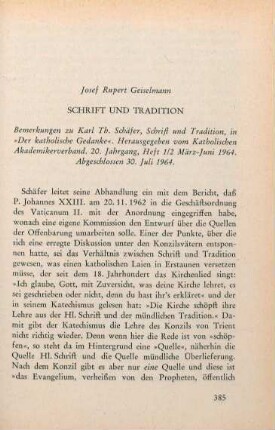 385-444 Schrift und Tradition