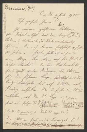 Brief an B. Schott's Söhne : 02.11.1910
