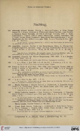 Nachtrag (Nr. 182 - 209)