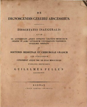 De dignoscendis cerebri abscessibus : Diss. inaug.