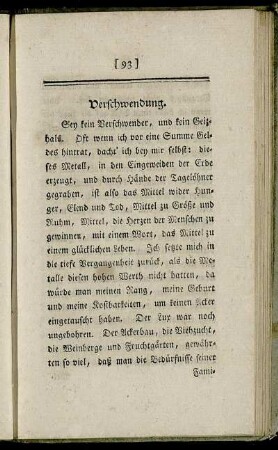 Verschwendung.