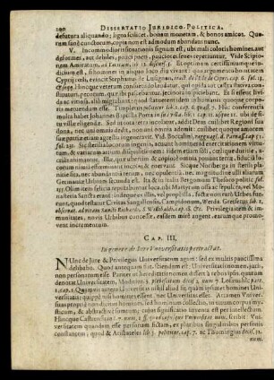 Cap. III. In genere de Iure Vniversitatis pertractat.