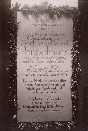 Gedenktafel für Matthäus Daniel Pöppelmann