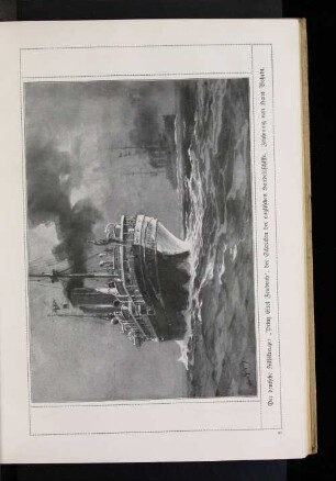 Der deutsche Hilfskreuzer "Prinz Eitel Friedrich", der Schrecken der englischen Handelsschiffe. Zeichnung von Hans Bohrdt.