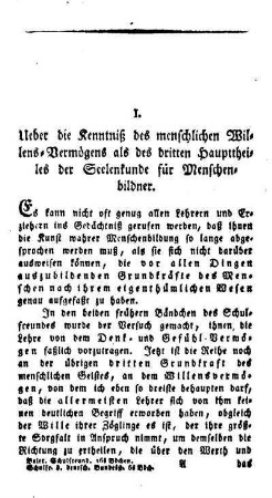 Ueber die Kenntnis des menschlichen Willens-Vermögens als des dritten Haupttheiles der Seelenkunde für Menschenbildner