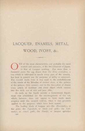Lacquer, enamels, metal, wood, ivory, &c.