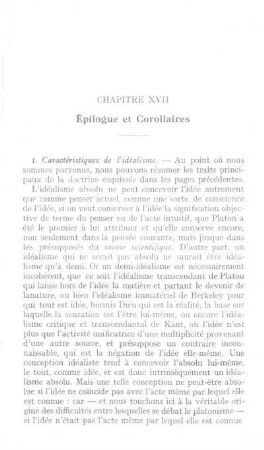 Chapitre XVII. - Épilogue et corollaires