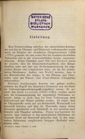 Chemie der Kohlenstoffverbindungen oder organische Chemie