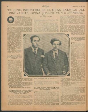 El cine-industria es el gran enemigo del cine-arte, opina Joseph von Sternberg