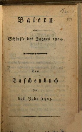 Baiern am Schlusse des Jahres 1804