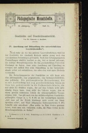 Geschichte und Geschichtsunterricht : (Schluß)