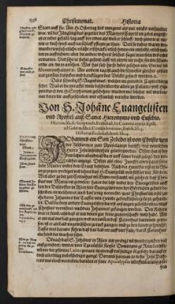 Von S. Johanne Evangelisten und Apostel ...
