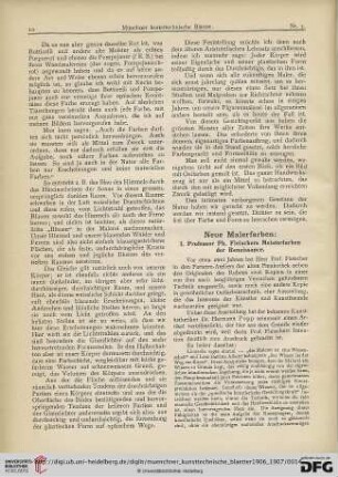 3: Neue Malerfarben, [1] : I. Professor Ph. Fleischers Meisterfarben der Renaissance