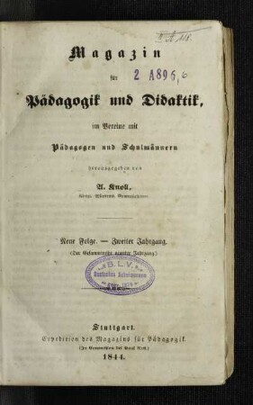 9: Magazin für Pädagogik und Didaktik - 9.1844