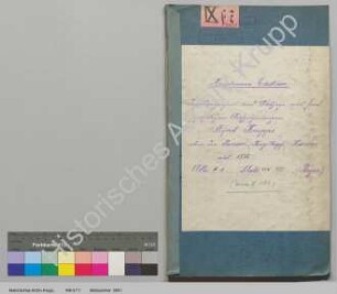 Schreiben von Alfred Krupp betr. Panzerkanone. [Inhaltsverzeichnis, Regest und auszugsweise Abschrift der Archivalie FAH 2 P 7]