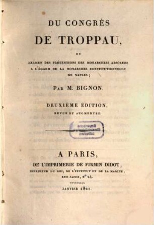 Du congrès de Troppau