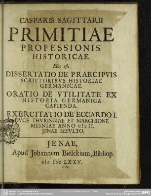 Primitiae Professionis historicae
