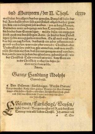 Gantze Handlung Adolphi Clarenbach.